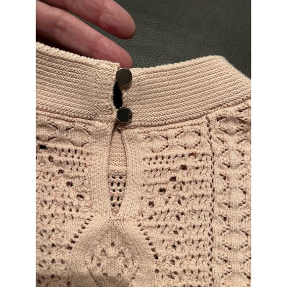 White House Black Market Pink Crochet Knit Sweater Size Small Long Sleeve - Picture 3 of 5